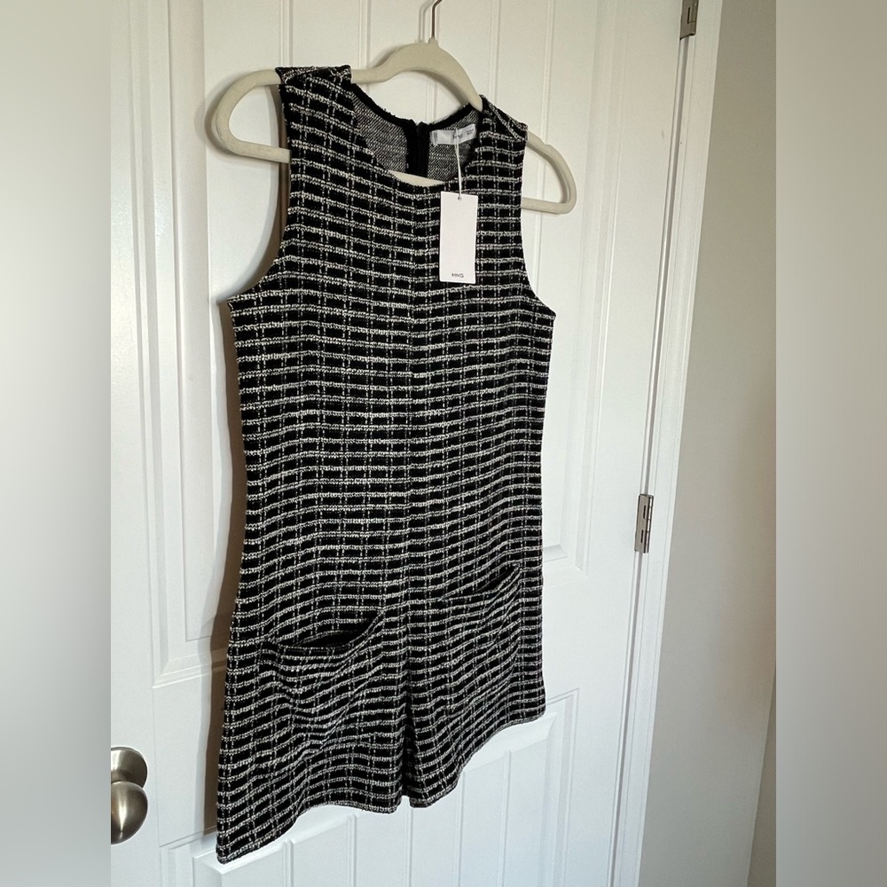 NWT Mango short tweed romper with front pockets Size S CB131 - Picture 5 of 14